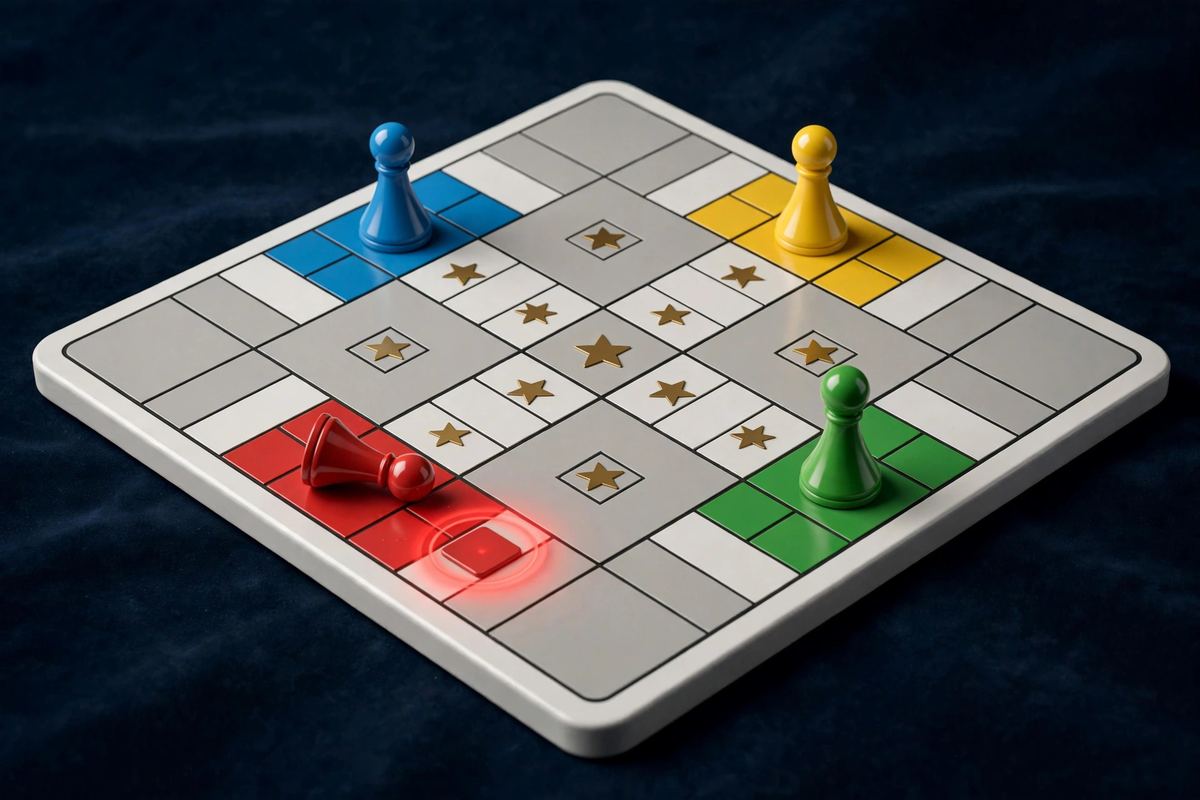 Common Ludo mistakes beginners make — 3D warning concept